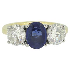 Vintage Sapphire Diamond Three Stone Ring