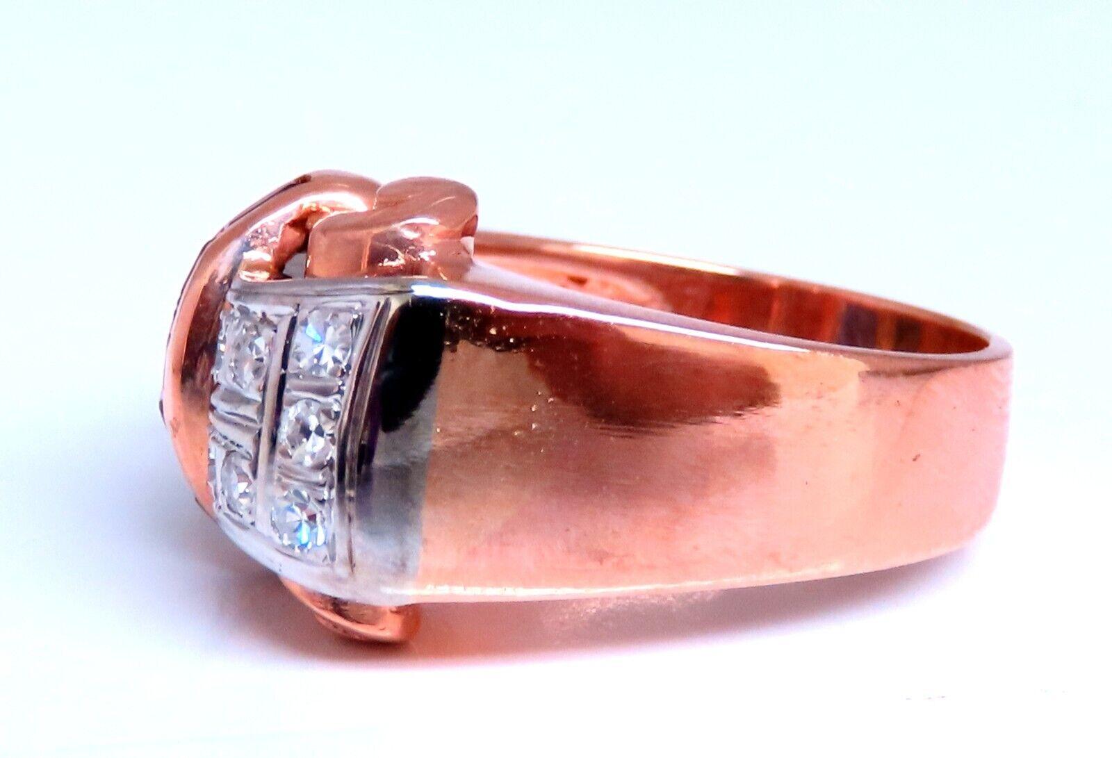 Round Cut Vintage Sapphire Diamonds Curling Motif Ring 14kt For Sale