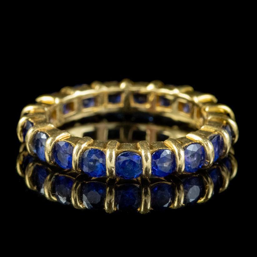 Vintage Sapphire, Emerald, Ruby Eternity Ring Set Hennell Box In Good Condition In Kendal, GB