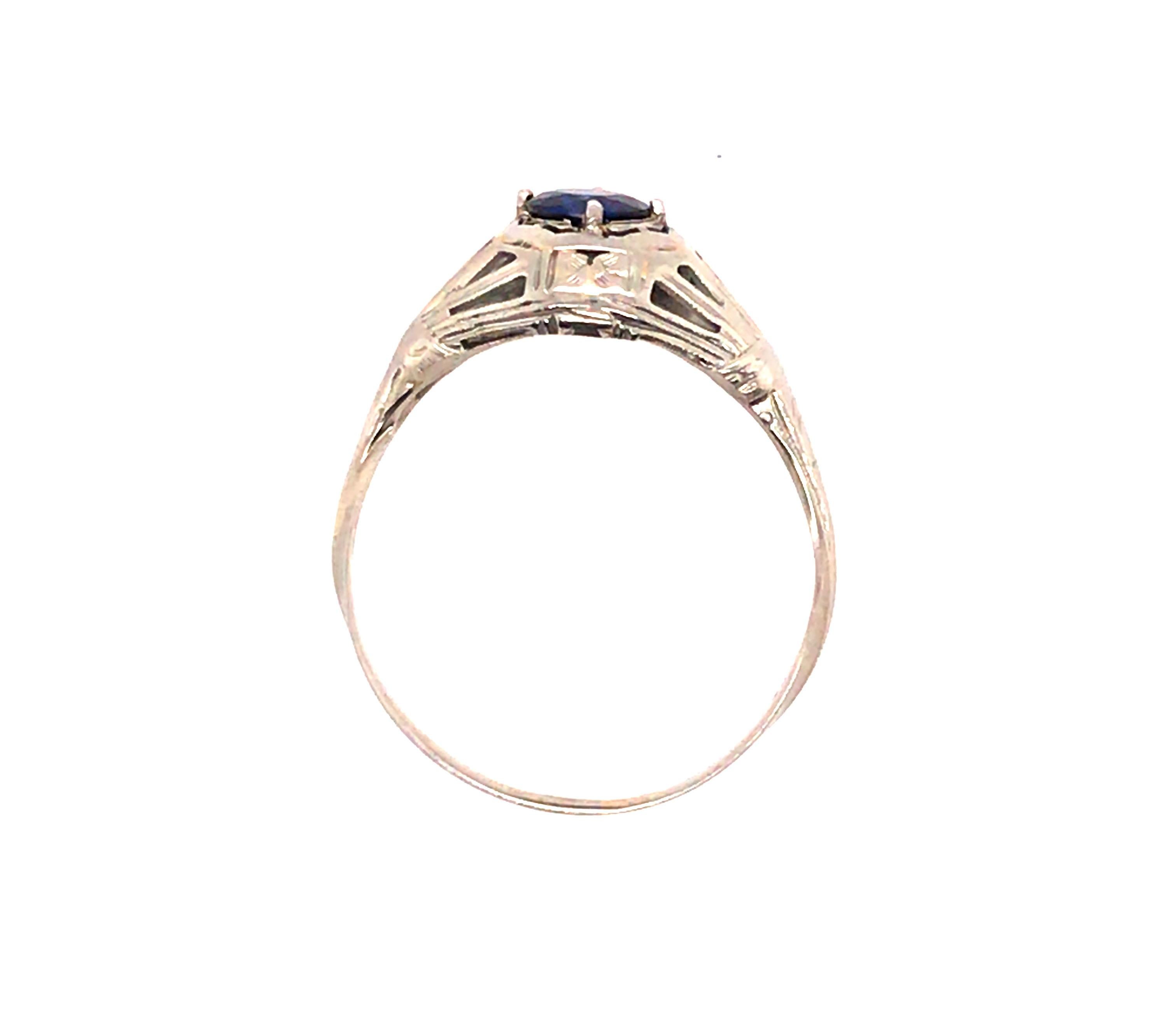 Genuine Original Art Deco Antique from 1920's Vintage Sapphire Ring .50ct Round Solitaire 18K White Gold 


Featuring a Gorgeous .50ct Genuine Natural Royal Blue Round Sapphire 

Perfect Alternative Engagement Ring

Hand Engraved All Original 

100%