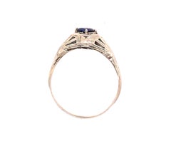Art Deco Sapphire Ring .50ct Natural Round Solitaire Original 1920s Antique 18K