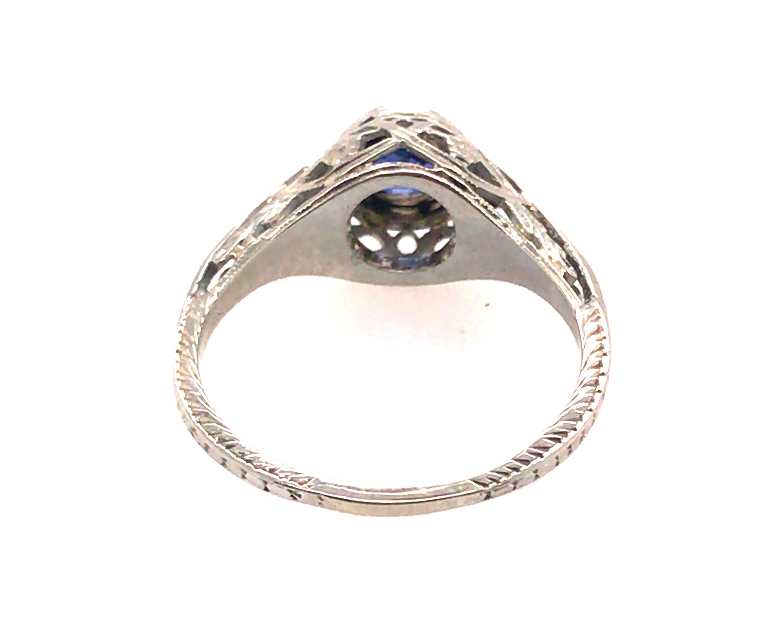 Vintage Sapphire Engagement Ring .60ct 18K Gold Art Deco Antique Original 1920s For Sale 2