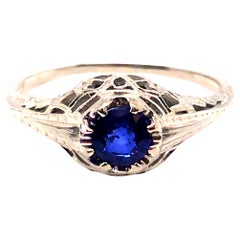 Vintage Sapphire Engagement Ring .60ct 18K Gold Art Deco Antique Original 1920s