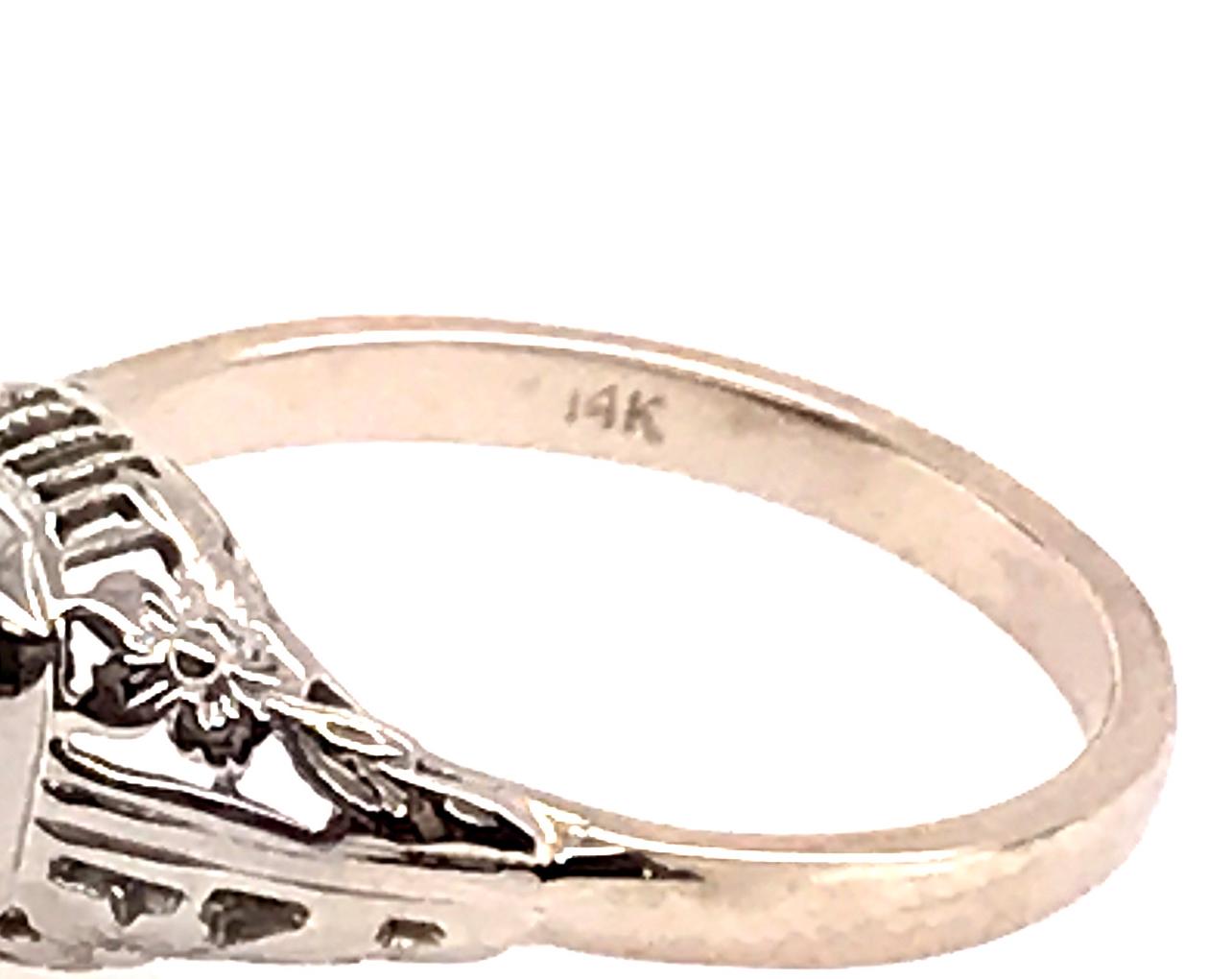Art Deco Sapphire Ring .80ct Round Original 1920's Antique Flowers Filigree 14K In Good Condition In Dearborn, MI