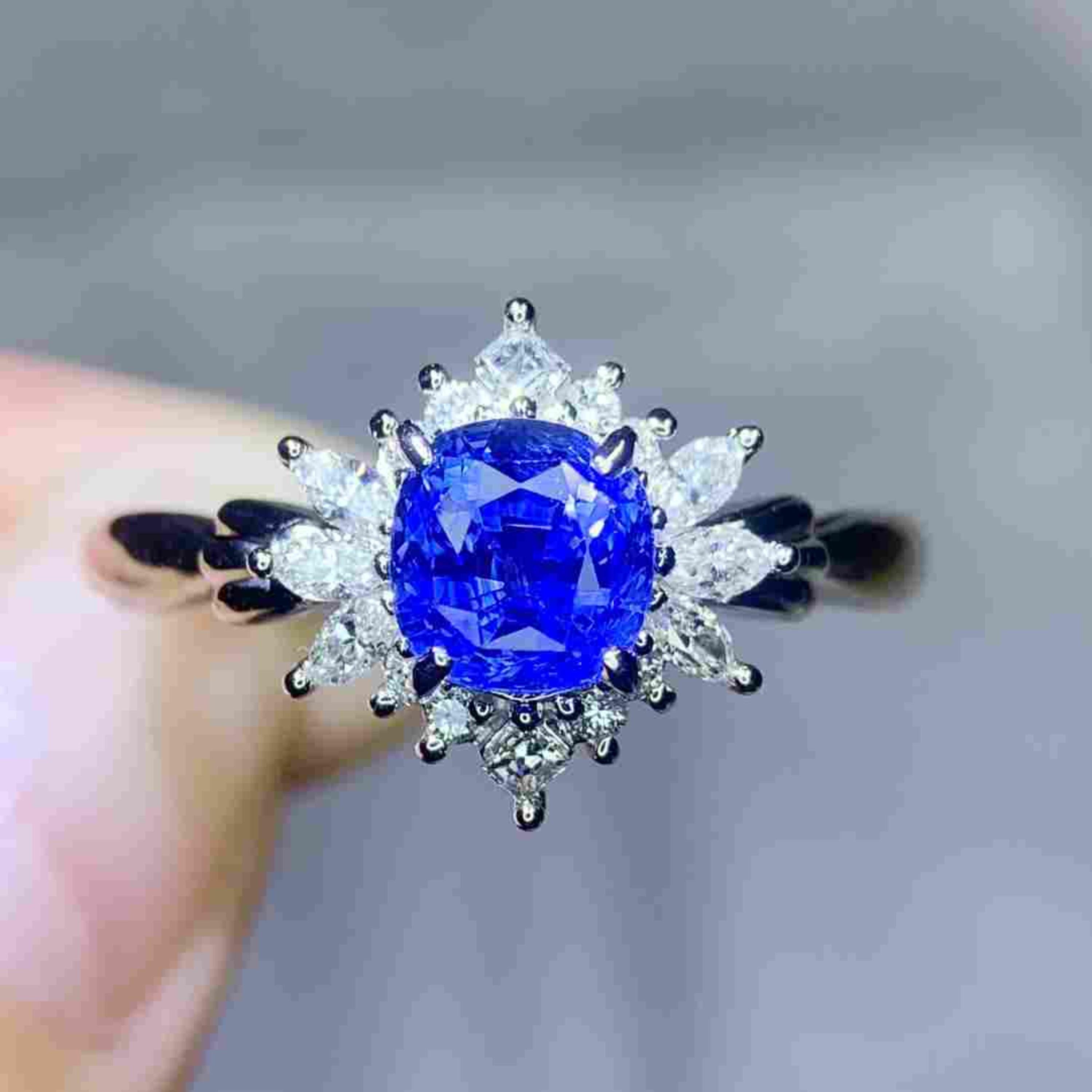Customizable Vintage Sapphire Engagement Ring, Antique Natural Sapphire