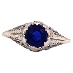 Art Deco Sapphire Ring Belais Brothers .65ct Original 1920's Vintage 18K