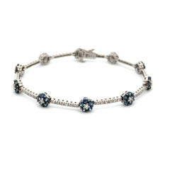 Vintage Sapphire Flower and RBC Diamond Gold Link Bracelet