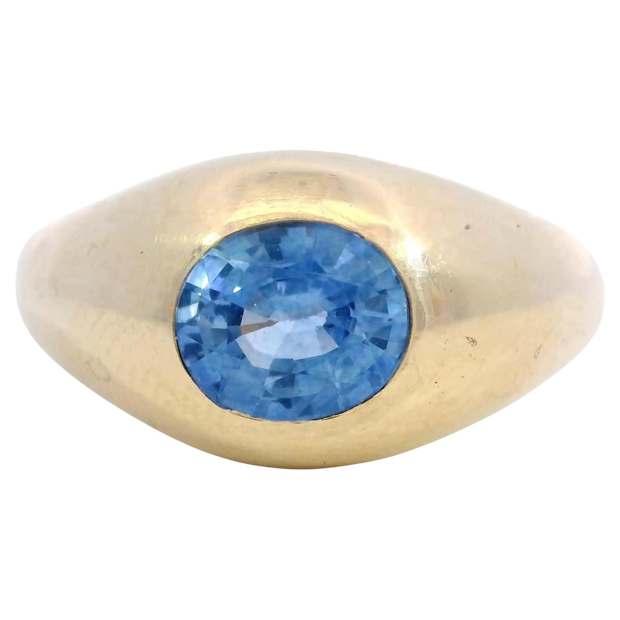 Vintage Sapphire Gypsy Ring Ring 14K Yellow Gold Size 9 ~1.47ct