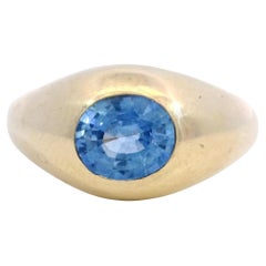 Vintage Sapphire Gypsy Ring Ring 14K Yellow Gold Size 9 ~1.47ct