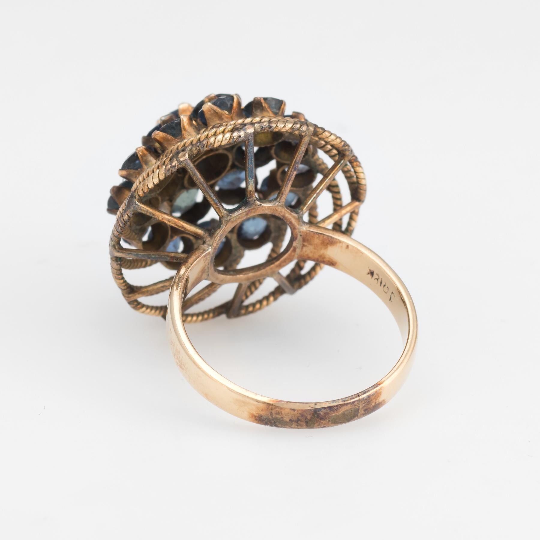 Women's Vintage Sapphire Harem Ring 14 Karat Gold Cocktail Swirl Estate Fine Jewelry
