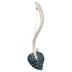 Vintage Sapphire Heart and Diamond Gold Brooch Pin