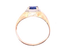 Art Deco Mens Ring .95ct Round Natural Sapphire Original 1920's Antique Gold