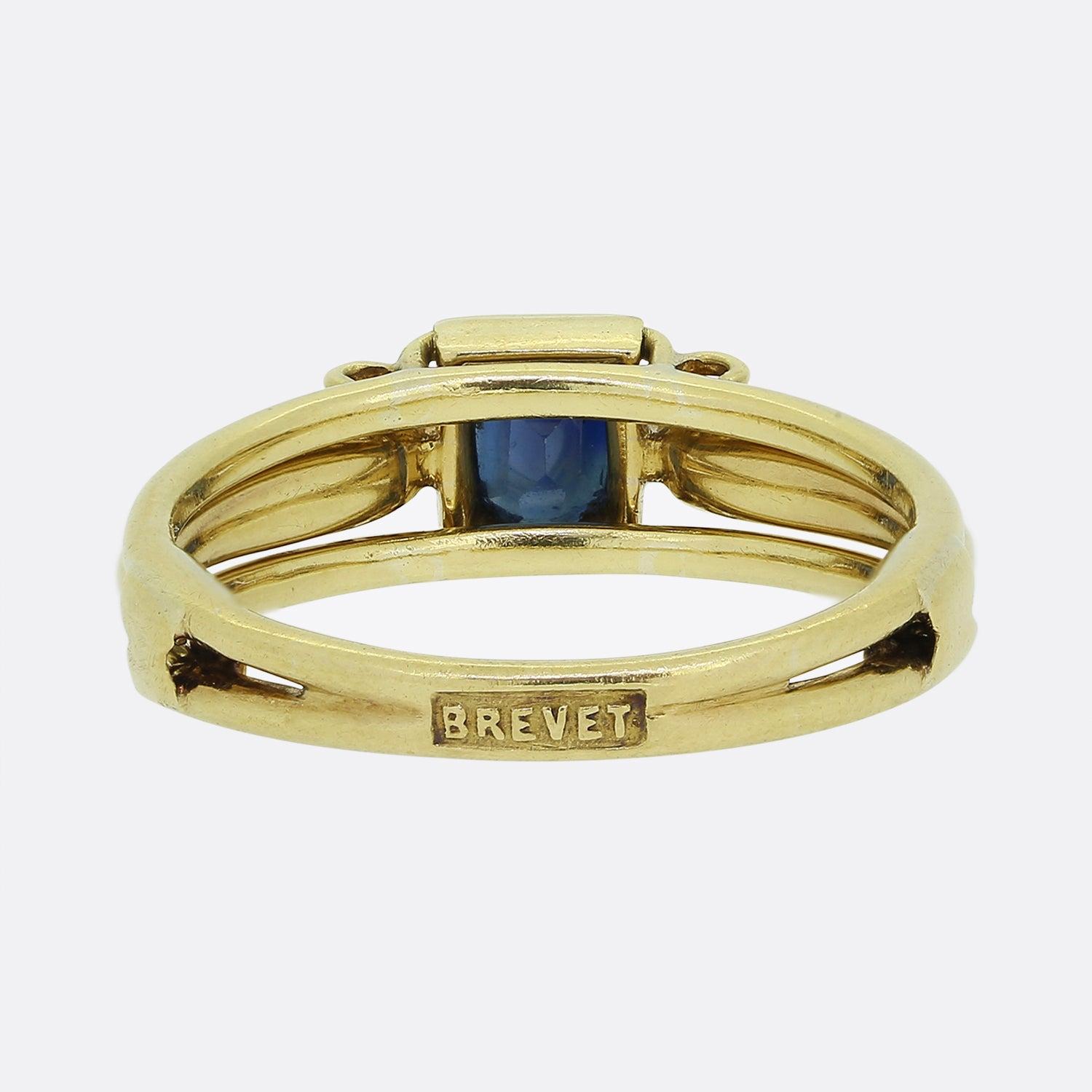 Vintage Sapphire Openable Solitaire Ring In Good Condition For Sale In London, GB