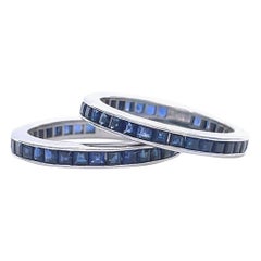 Retro Sapphire Platinum Eternity Band Set