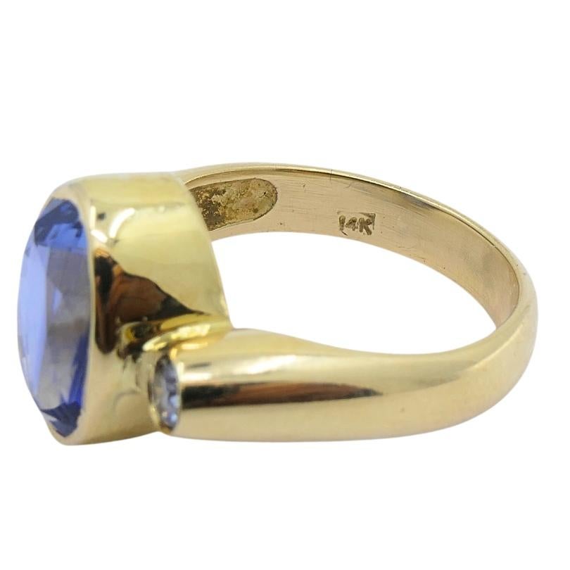 Anillo Zafiro Vintage Diamante Oro 14k en venta 5