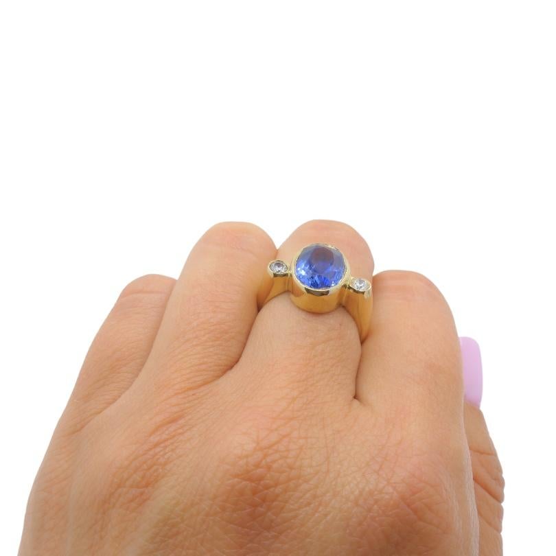Anillo Zafiro Vintage Diamante Oro 14k Corte mixto en venta