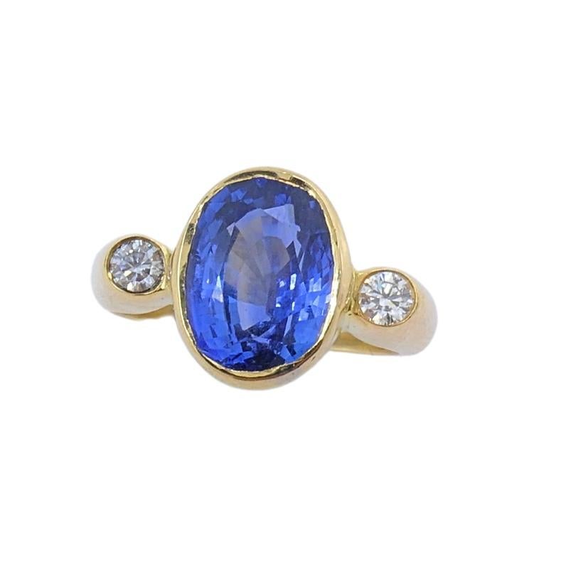 Anillo Zafiro Vintage Diamante Oro 14k en Bueno estado para la venta en Beverly Hills, CA