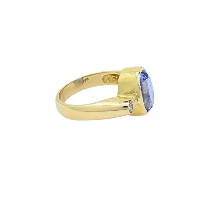 Anillo Zafiro Vintage Diamante Oro 14k en venta 2