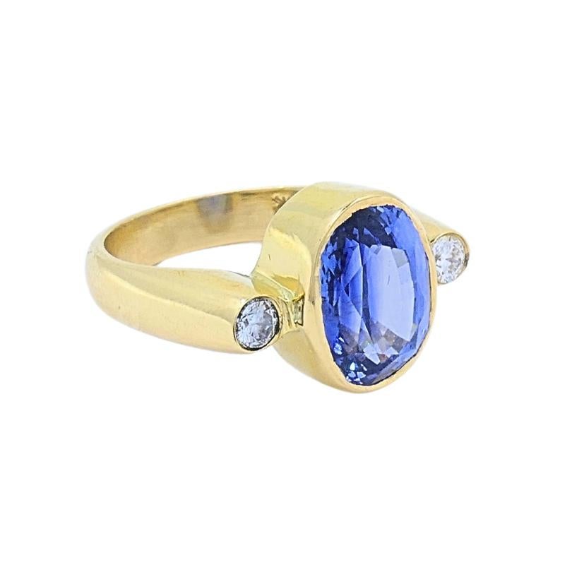 Anillo Zafiro Vintage Diamante Oro 14k en venta 3