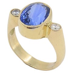 Anello Zaffiro Vintage Diamante Oro 14k