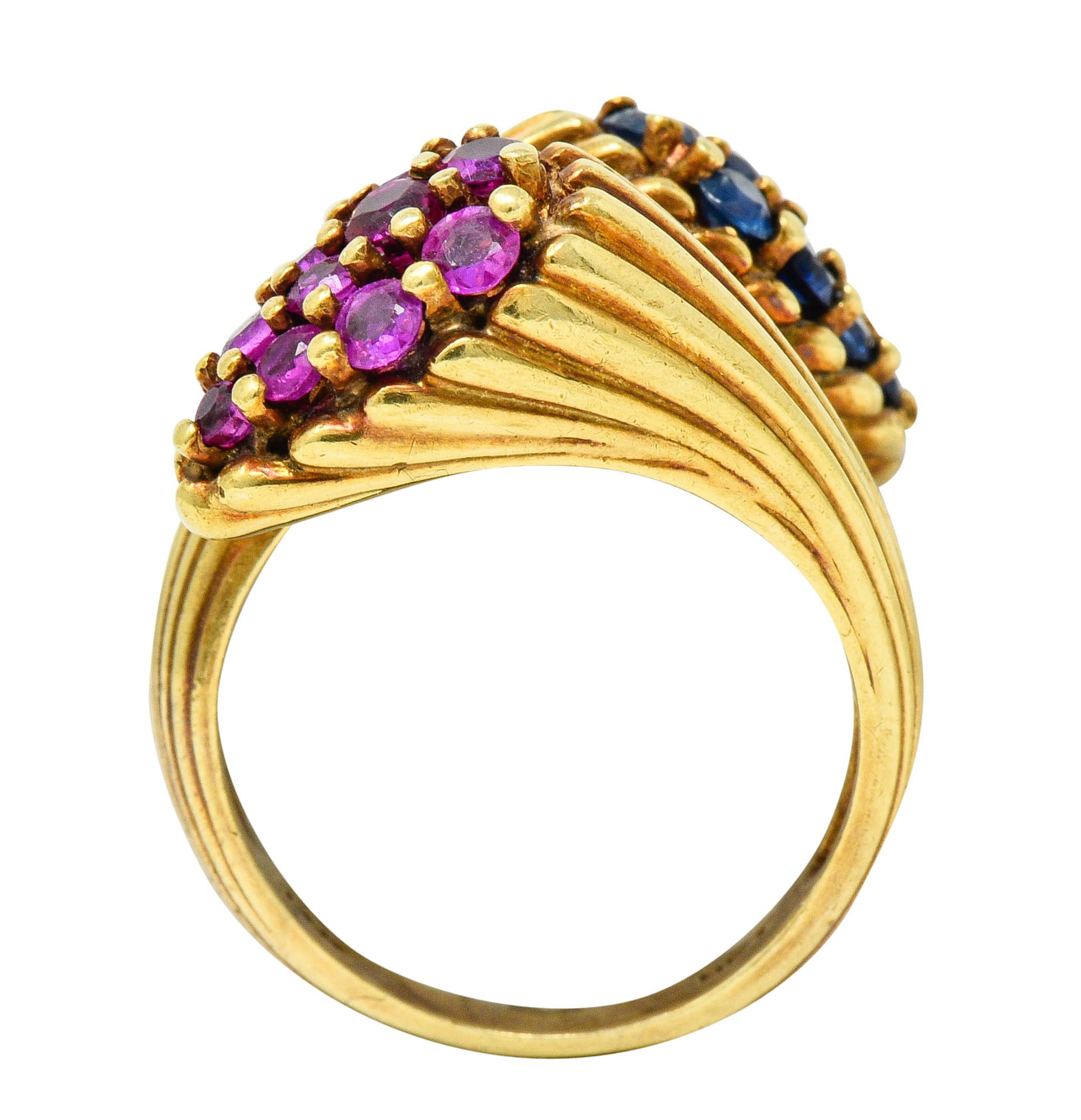 Vintage Sapphire Ruby 14 Karat Gold Bypass Ring 1