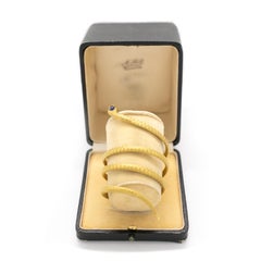 Vintage Sapphire Ruby 18 Karat Yellow Gold Snake Triple Coil Flexible Bracelet