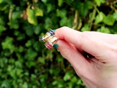 Vintage Sapphire, Ruby and Diamond Yellow Gold Twist Ring