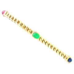 Vintage Sapphire, Ruby and Emerald Yellow Gold Bracelet Circa 1975