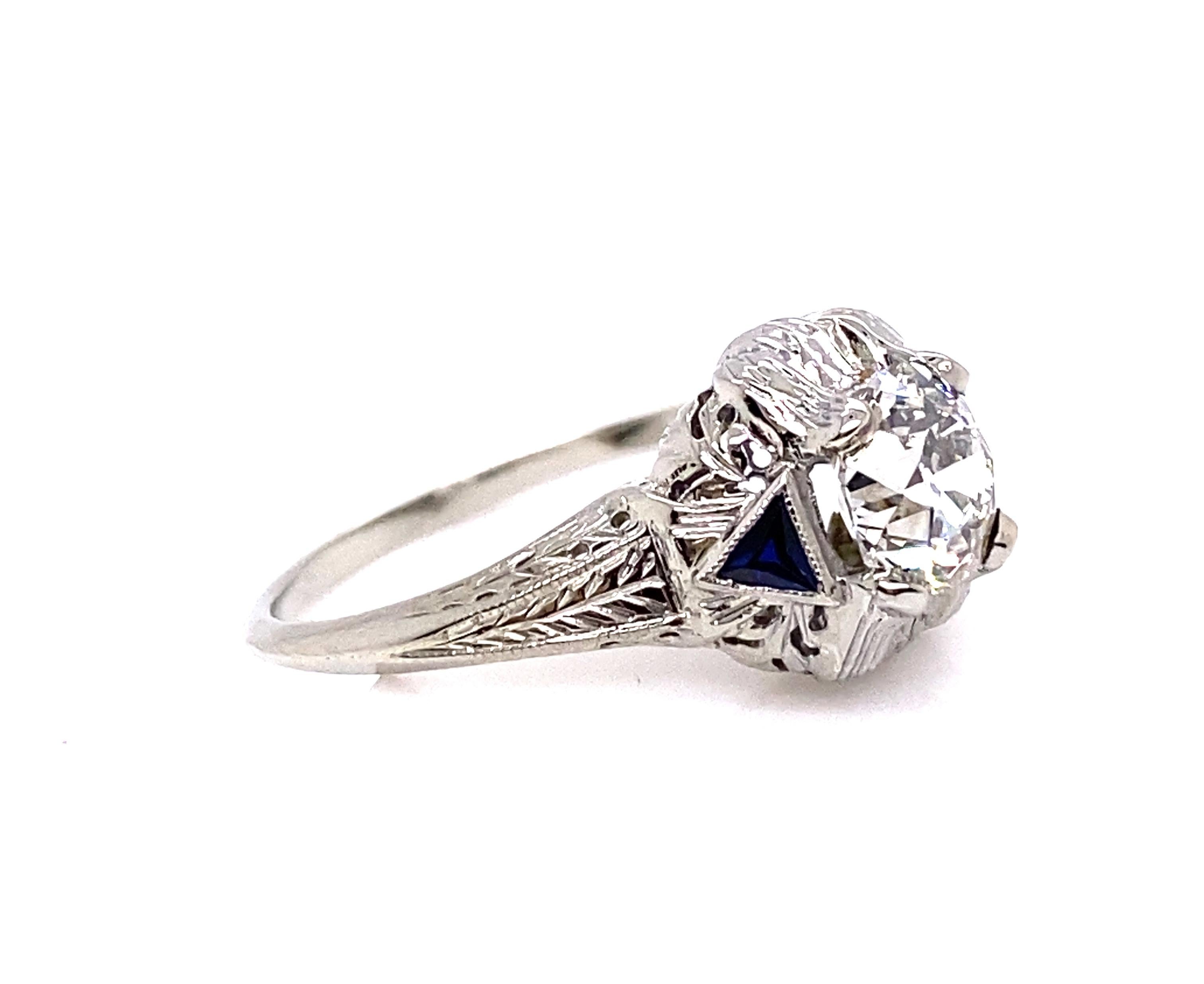 Vintage Sapphire Semi Mount Engagement Ring Setting French Cut .10ct 18K Deco an In Good Condition In Dearborn, MI