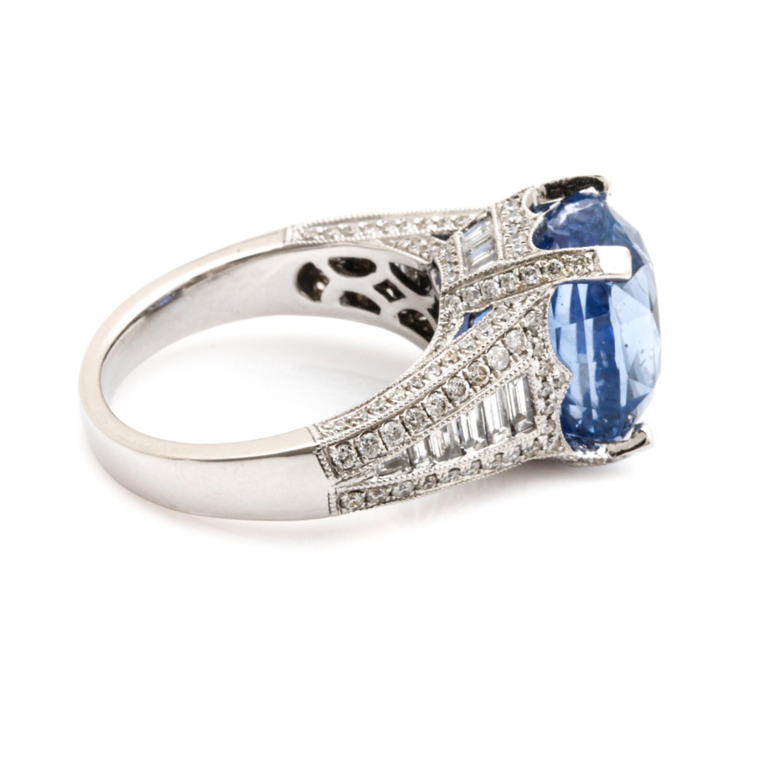 For Sale:  7 Carat Natural Sapphire Diamond Engagement Ring Set in 18K Gold, Cocktail Ring 3