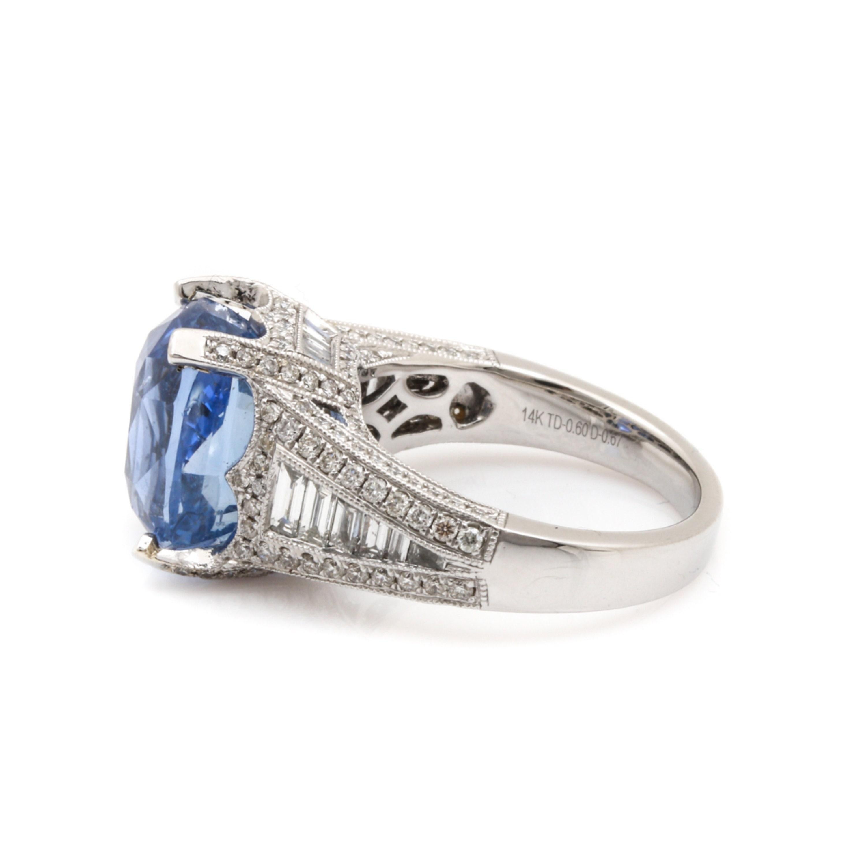 Im Angebot: 7 Karat natürlicher Saphir Diamant Verlobungsring aus 18 Karat Gold, Cocktail-Ring () 4