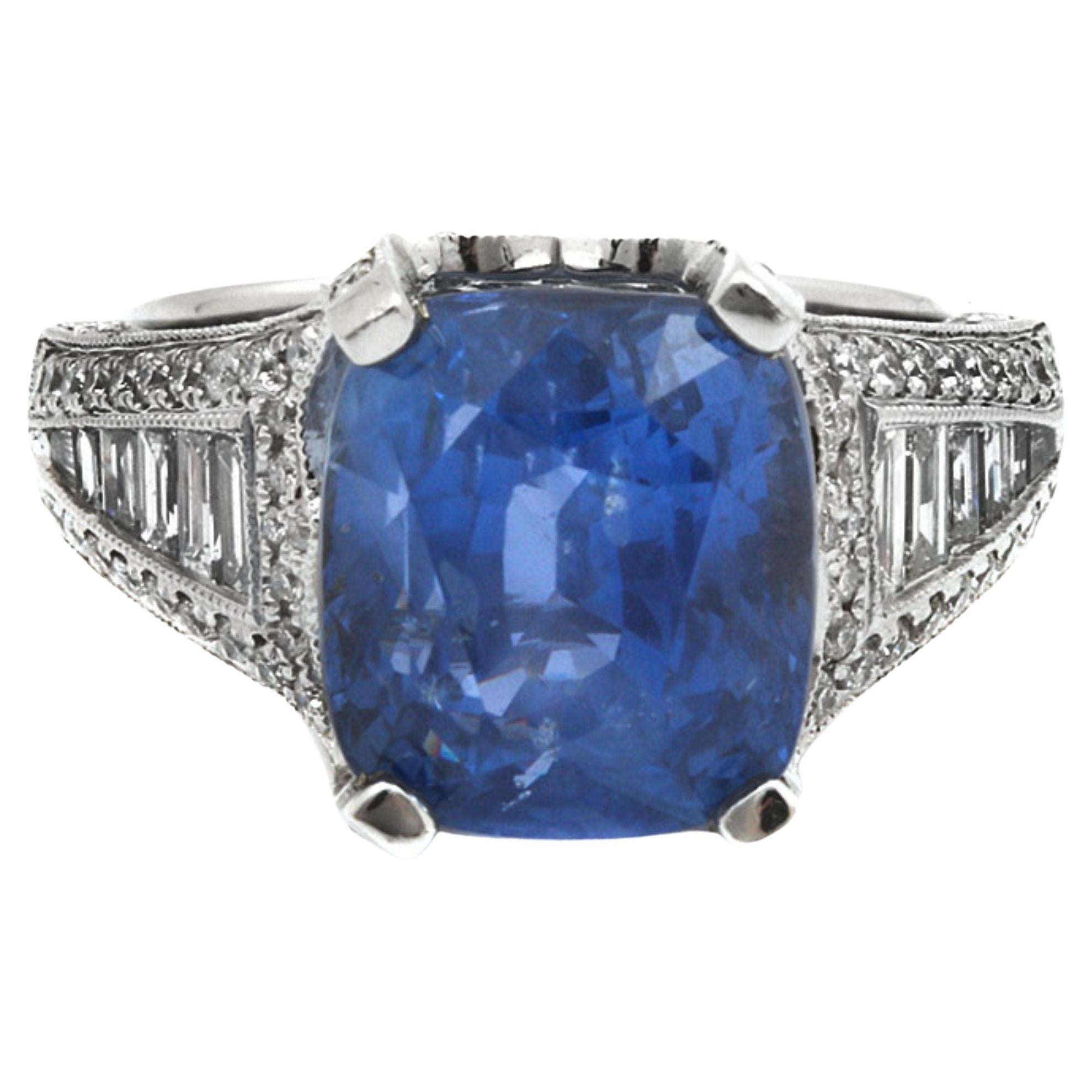 For Sale:  7 Carat Natural Sapphire Diamond Engagement Ring Set in 18K Gold, Cocktail Ring