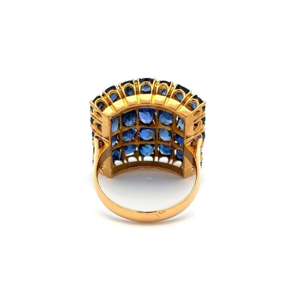 Vintage Sapphire Wide Curved Gold Band Statement Ring In Excellent Condition For Sale In Montreal, QC