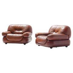 Vintage Sapporo Lounge Set in Leather by Mobil Girgi, Italy
