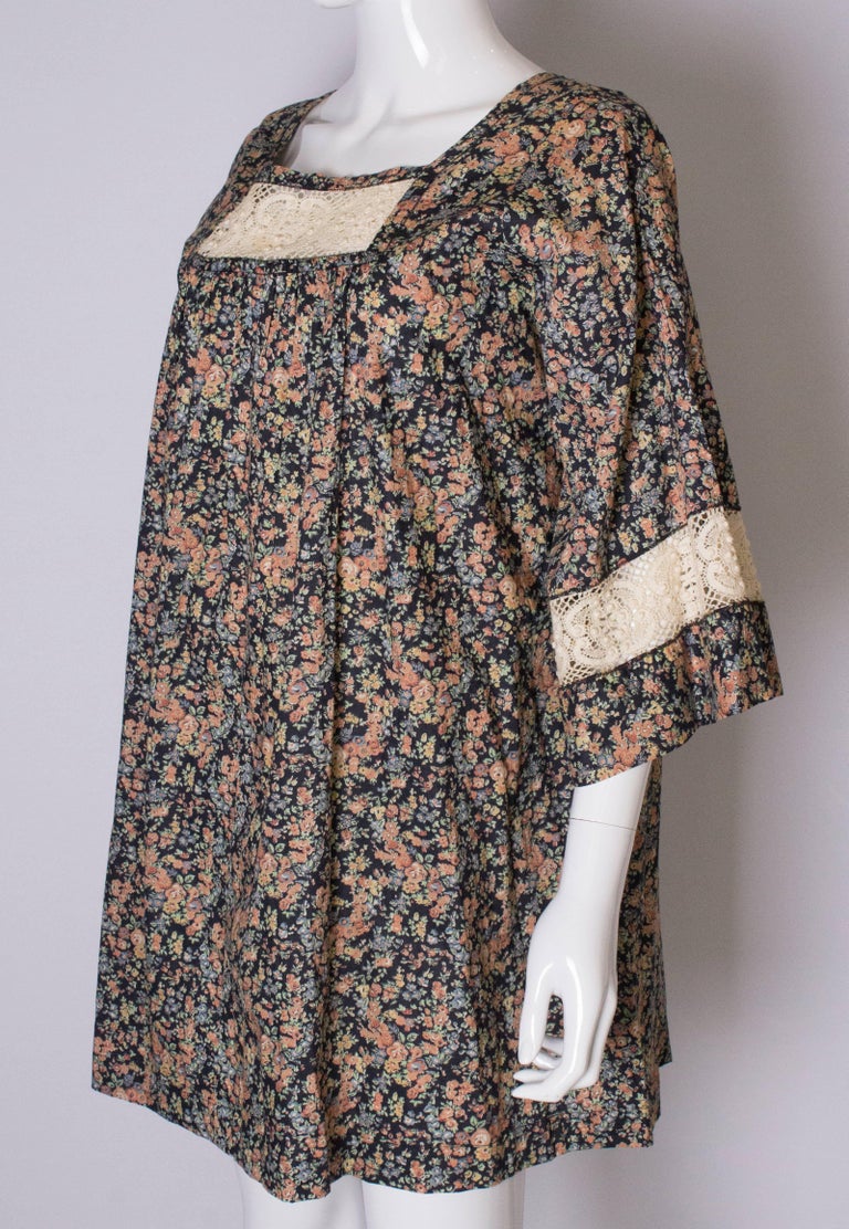 A Vintage 1970s floral print cotton smock top by Sara Ferni for Liberty ...