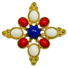 Vintage SARAH COVENTRY maltese cross gold designer brooch