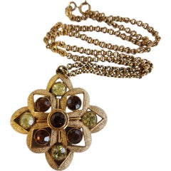 Vintage Sarah Coventry Maltese Cross Pendant Necklace, Gold-Tone