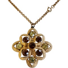 Vintage Sarah Coventry Maltese Cross Pendant Necklace, Gold-Tone