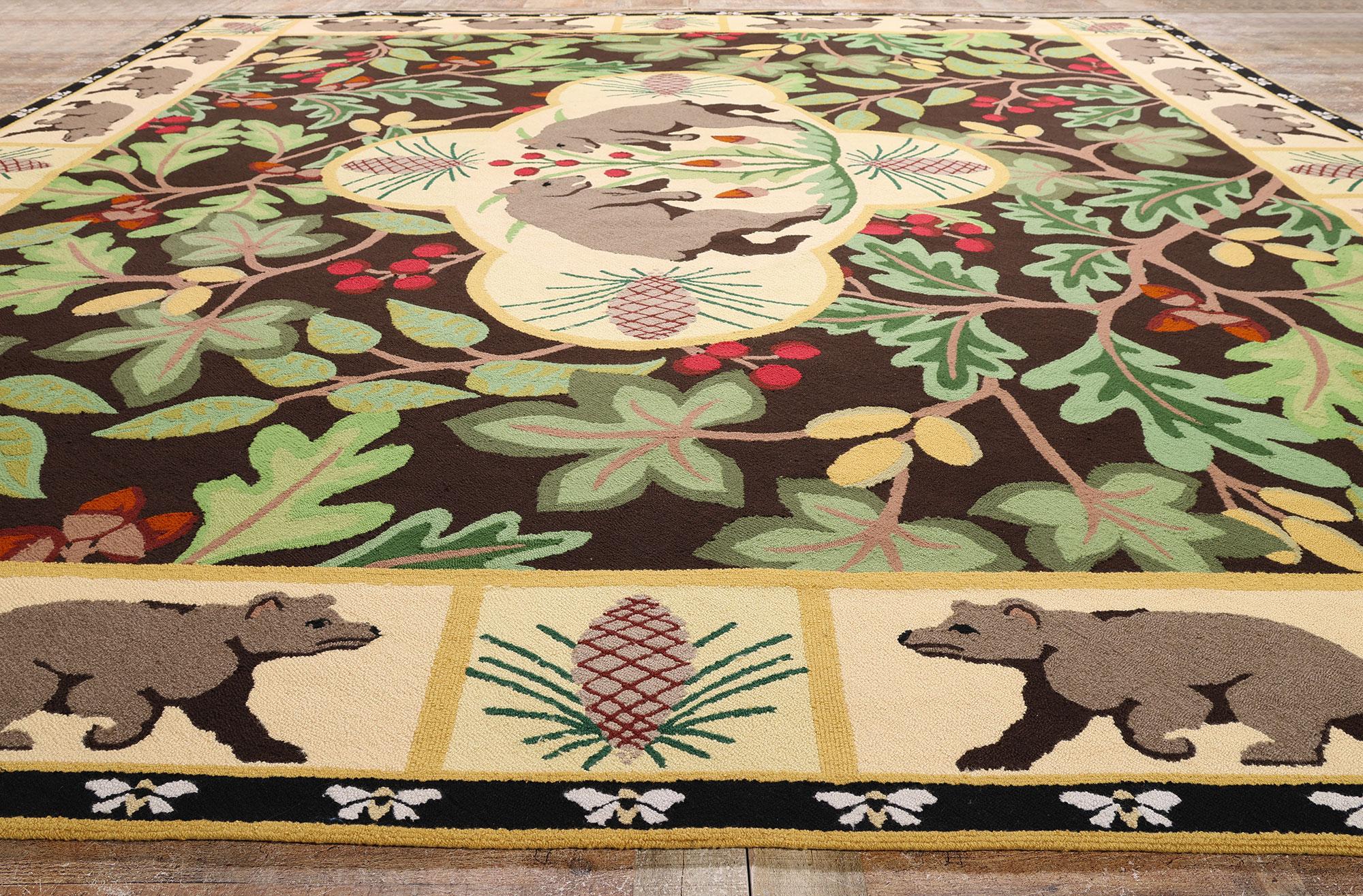 Vintage Sarah Gayle Carter Black Forest Hooked Rug For Sale 3