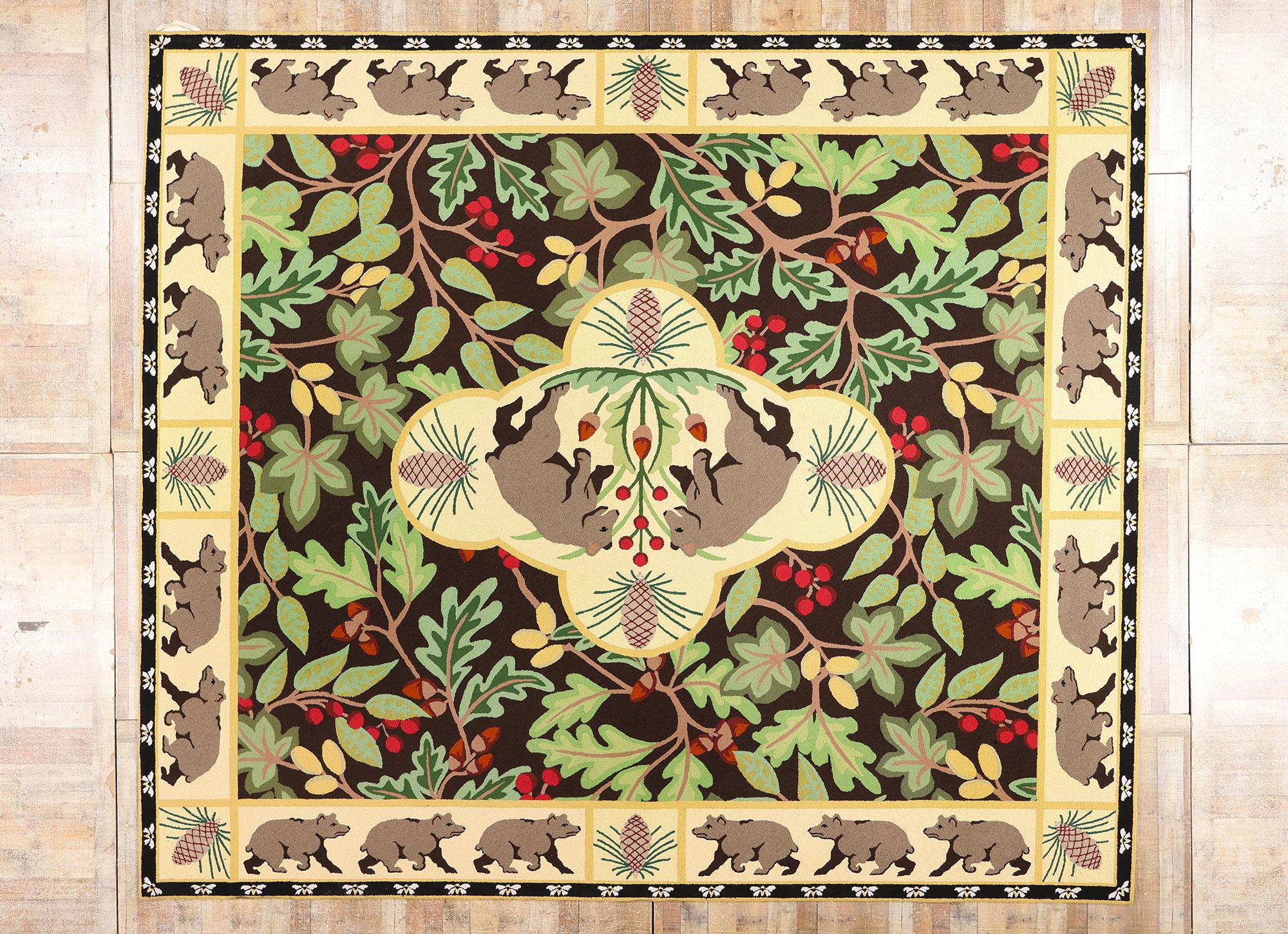 Vintage Sarah Gayle Carter Black Forest Hooked Rug For Sale 4