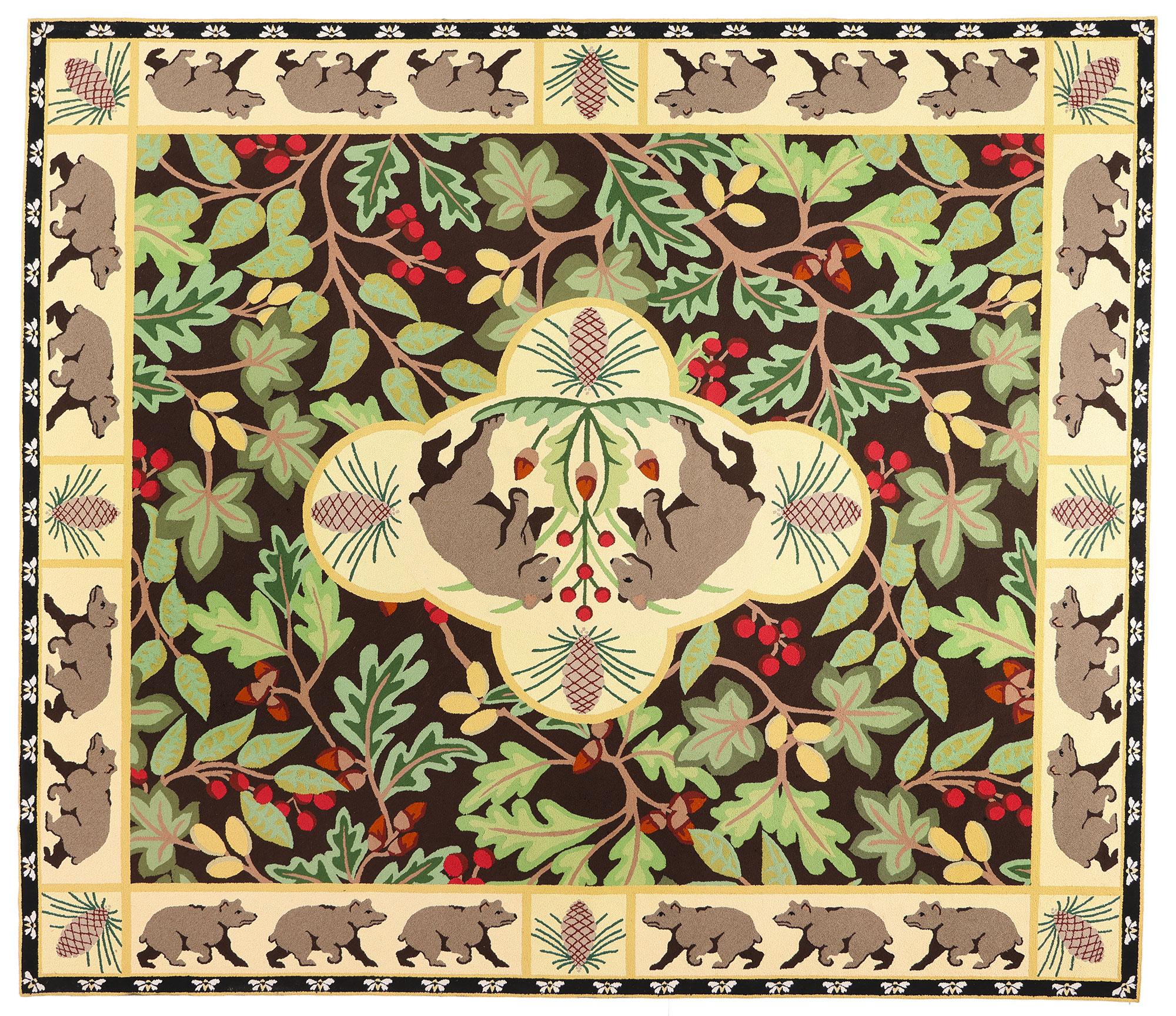Vintage Sarah Gayle Carter Black Forest Hooked Rug For Sale 5