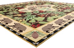 Vintage Sarah Gayle Carter Black Forest Hooked Rug