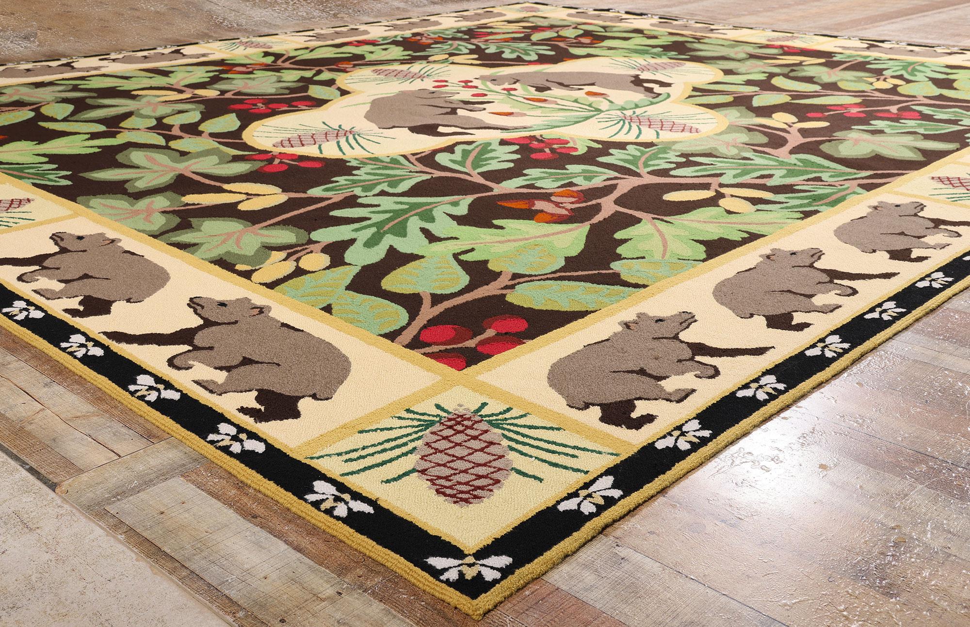Vintage Sarah Gayle Carter Black Forest Hooked Rug For Sale 2