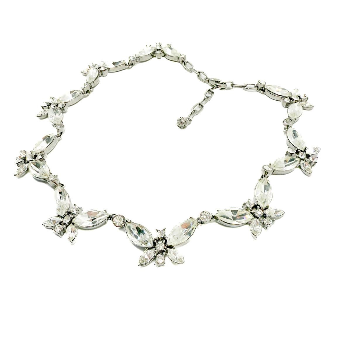 Collana Sardi d'epoca con farfalla Riviere in cristallo anni '80 in vendita 2