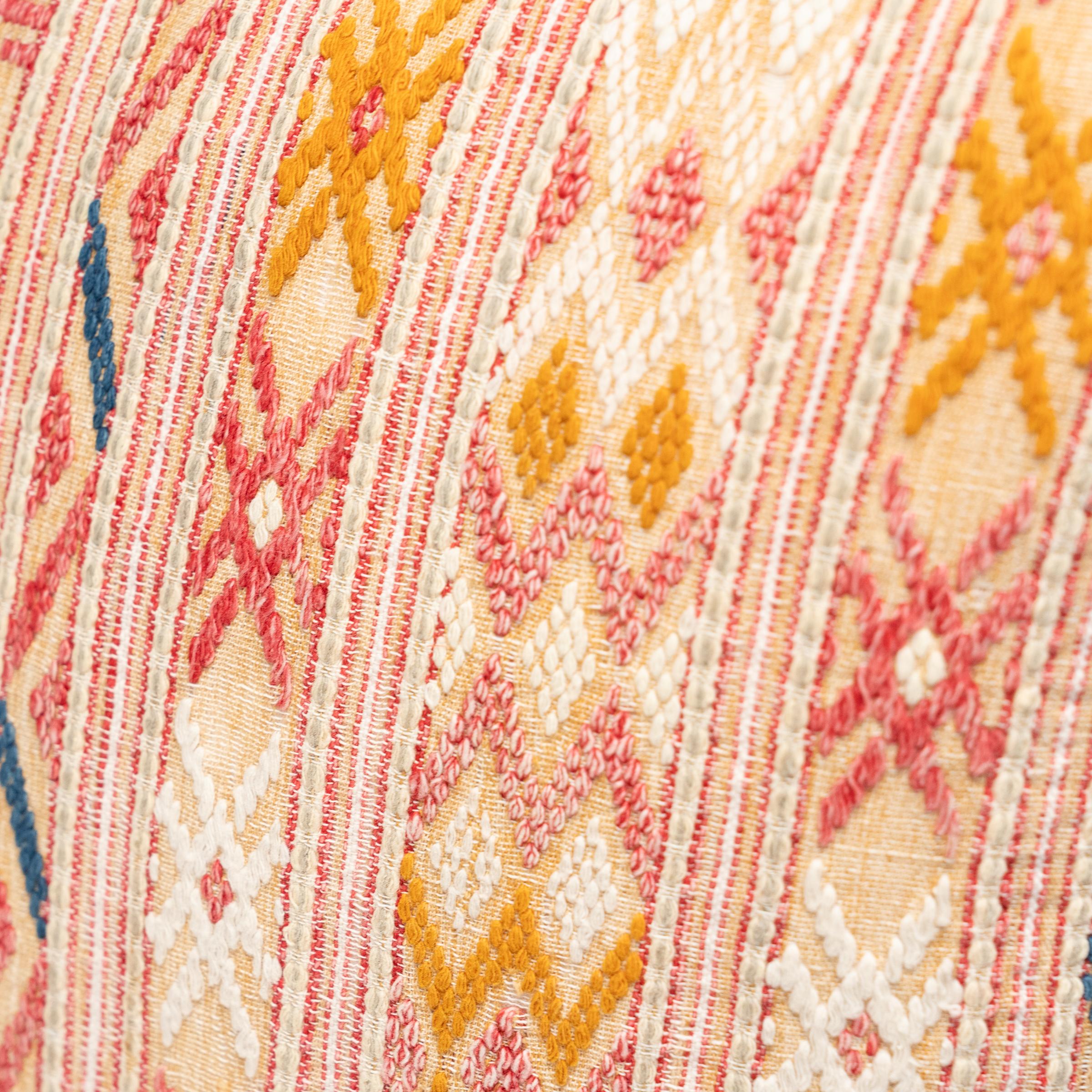 American Vintage Sardinian Embroidery Pillow For Sale