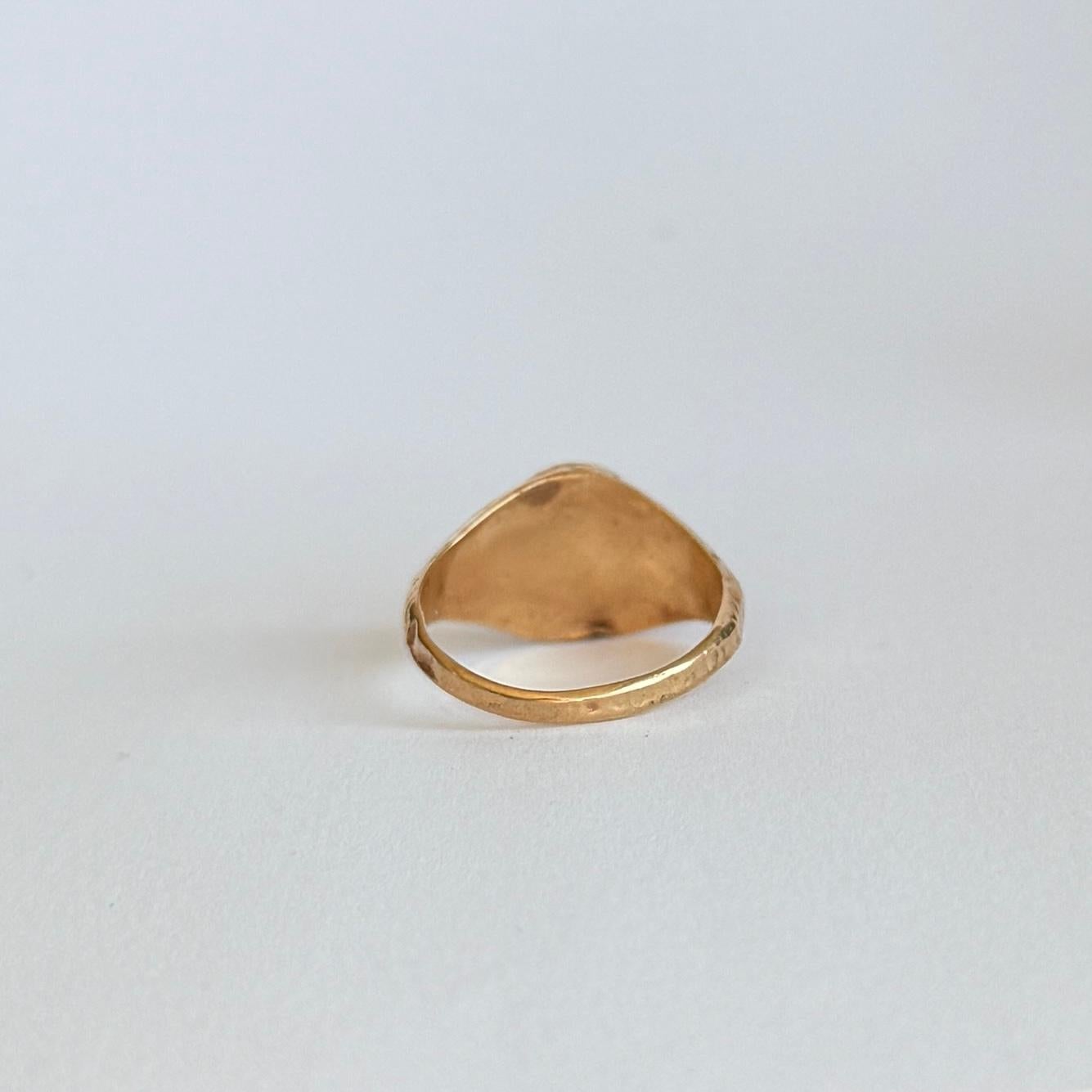 da uomo o donna Anello con sigillo in oro a 15 carati con sardonica d'epoca in vendita