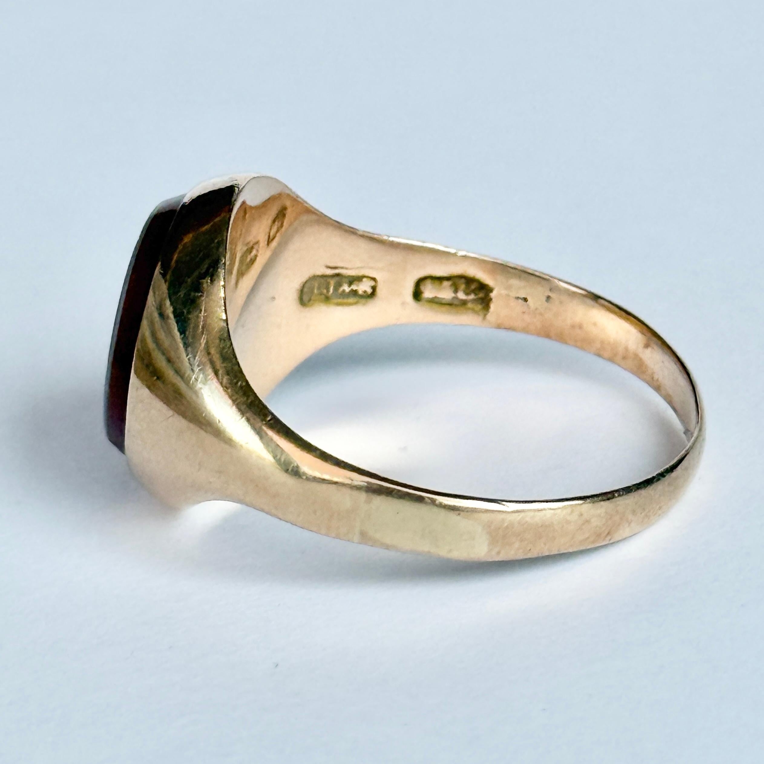 Anillo de sello vintage de oro de 15 quilates con sardónice en venta 1