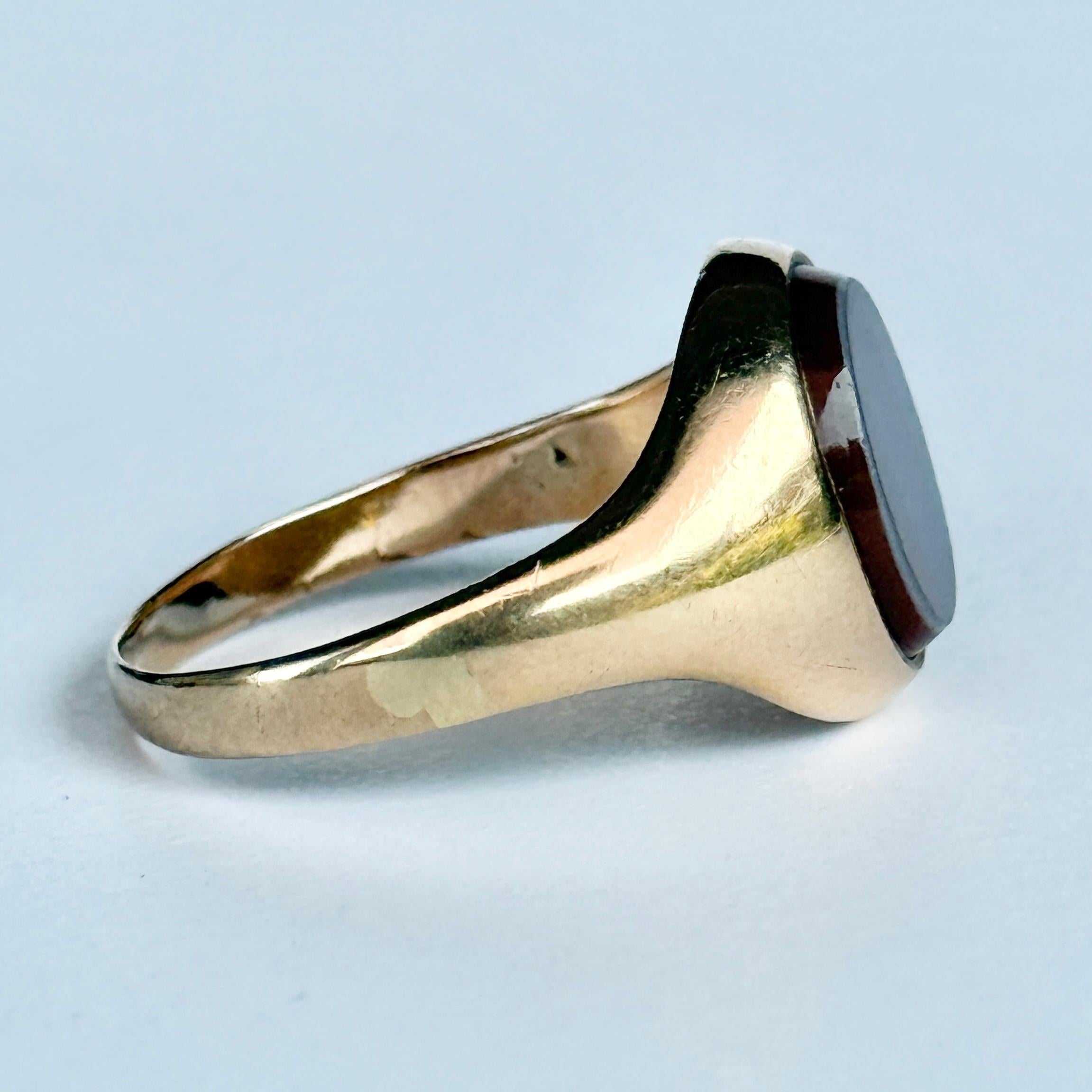 Anillo de sello vintage de oro de 15 quilates con sardónice en venta 3
