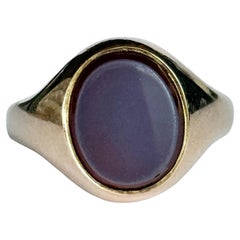 Anillo de sello vintage de oro de 15 quilates con sardónice