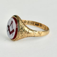 Vintage Sardonyx and 9 Carat Gold Masonic Signet Ring